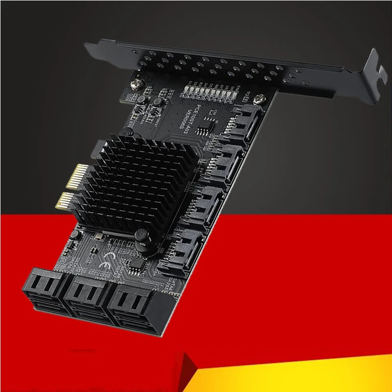 

Mining Riser PCIE SATA PCI-E Adapter PCIE to SATA Controller Multiplier 10 Ports SATA 3.0 6Gbps to PCI Express X1 Expansion Card