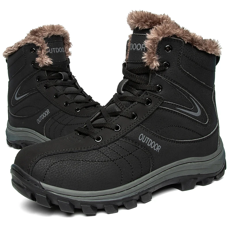 

Fujeak Genuine Leather Army Hunting Hiking Shoe Men Tactical Military Snow Boots 2022 Winter For Man Outdoor Shoes Plush Warmth