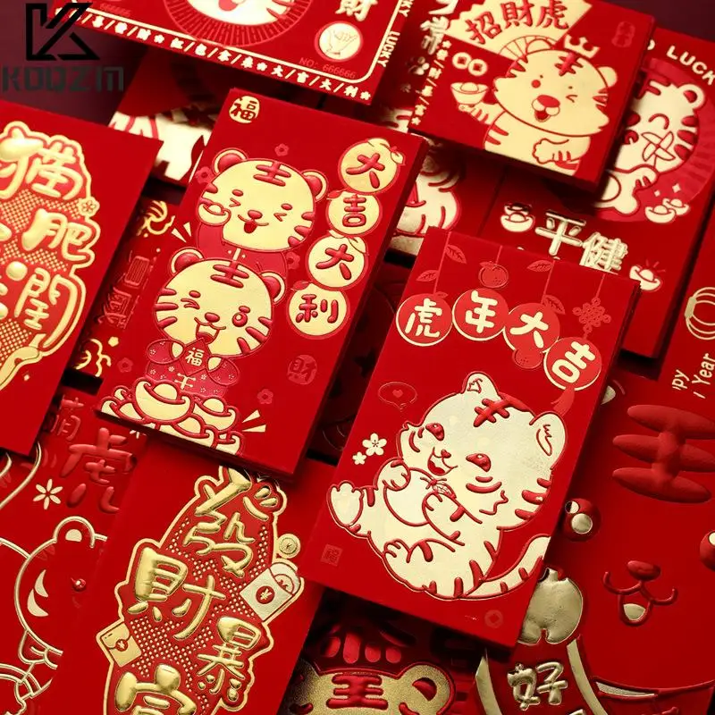 

6pcs 2022 Chinese Lucky Red Envelope Tiger Year Red Envelope New Year Red Packet