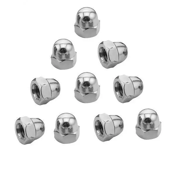 

10X 10Pieces Stainless Steel Dome Nuts Hex Cap Nuts for Threads Bolt Screws M8