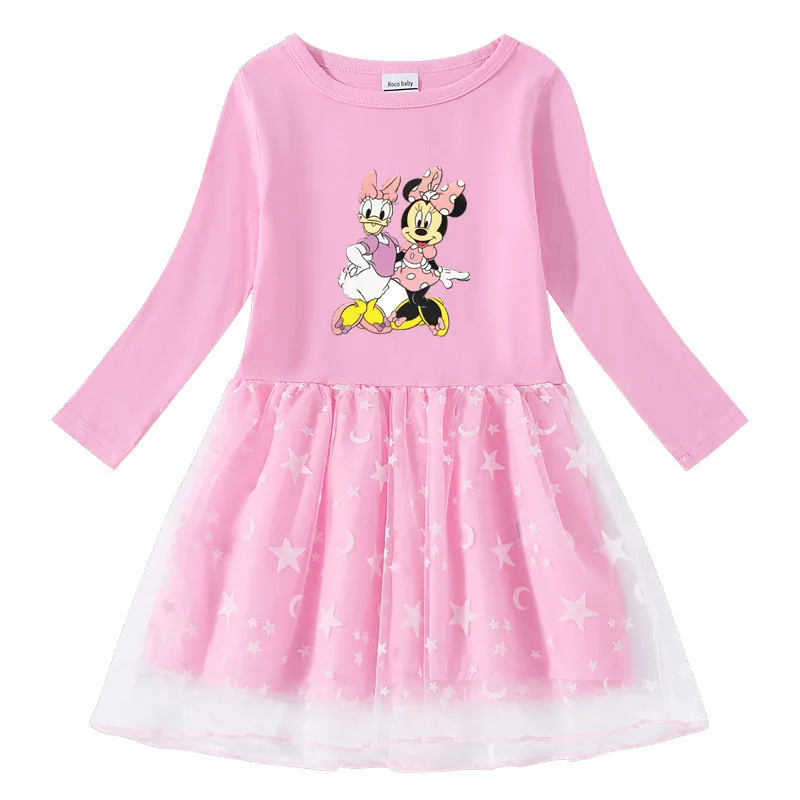 Autumn Kids Clothes Daisy Duck Minnie Mouse Cartoon Long Sleeve Princess Dress Vestidos Party Birthday Costume Spring Outfits