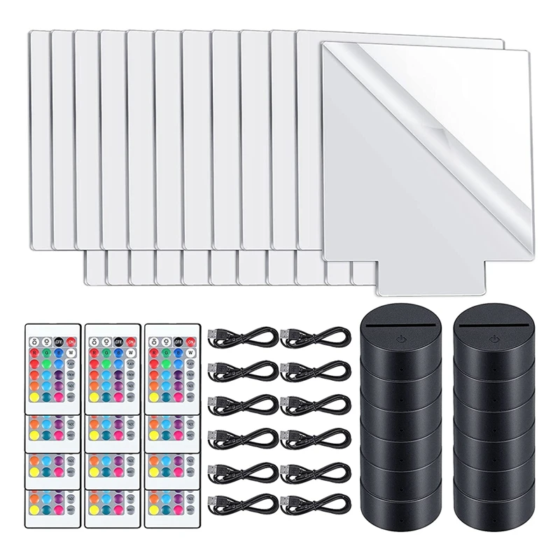 

ABSF LED Light Base,3D Night LED Lamp Display Base 16 Colors Remote Control ,For DIY Craft Room Bar Child Gift Lamp Light Set