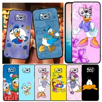 anime cute donald duck for xiaomi civi mi poco x4 x3 nfc f3 gt m4 m3 m2 x2 f2 pro c3 4g 5g soft tpu cover black phone case