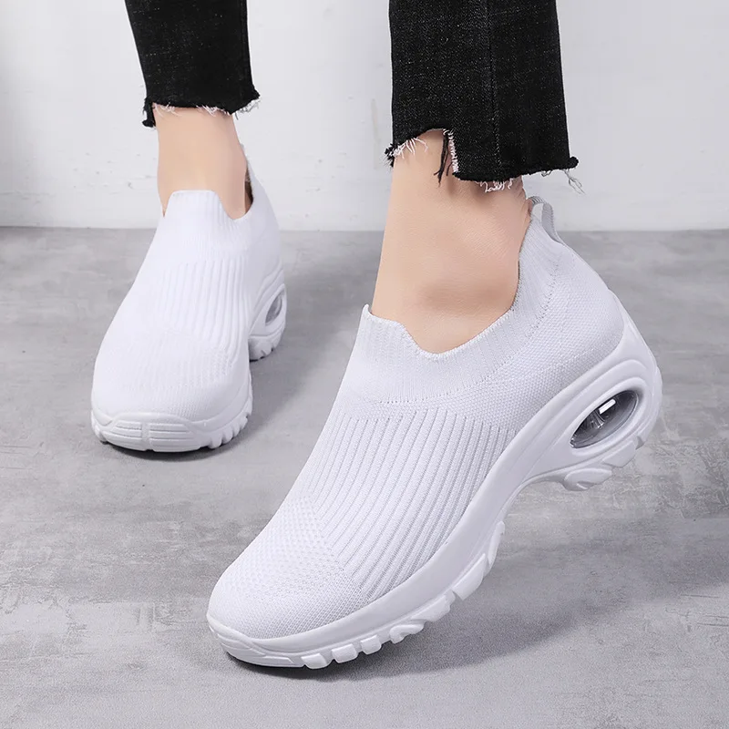 New Ladies Platform Shoes Comfortable Flying Woven Breathable Casual Women's Shoes Spring and Summer Running Shoes Sneakers
