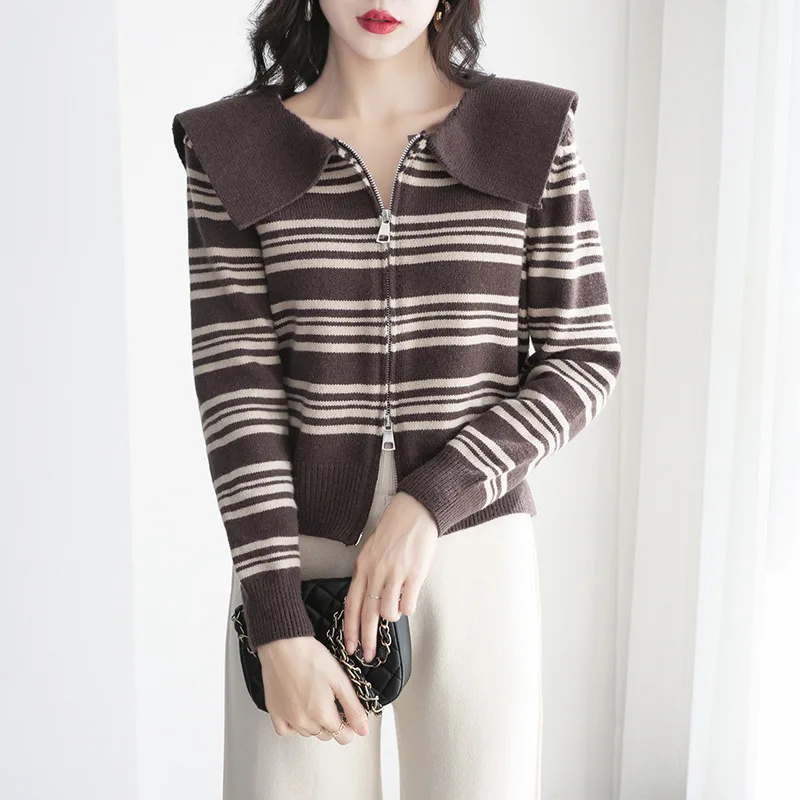 

High Quality 2022 Sweater Women Contrast Color Female Traf Autumn Winter Knitwears Fashion Clothes Cardigans Y2k Pullover