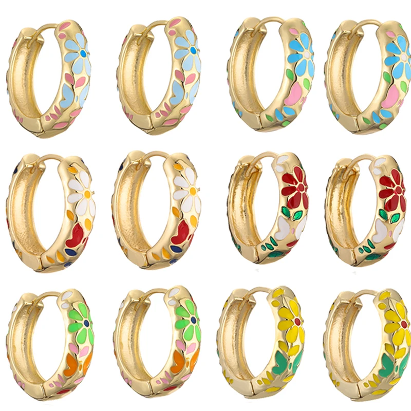 

Y2K 18K позолоченные искусственные великолепные разноцветные цветочные эмалевые висячие серьги тренд 2022 для женщин Изысканные Ювелирные изд...