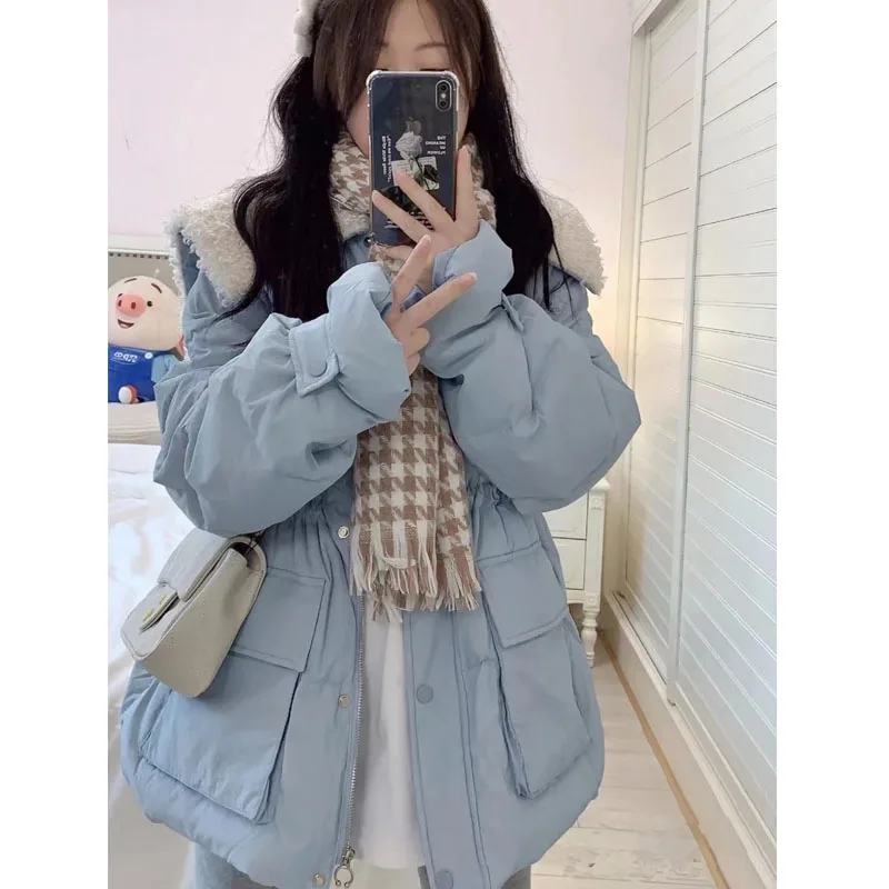 Новый кукольный воротник синяя хлопковая одежда женская зимняя для хлеба в