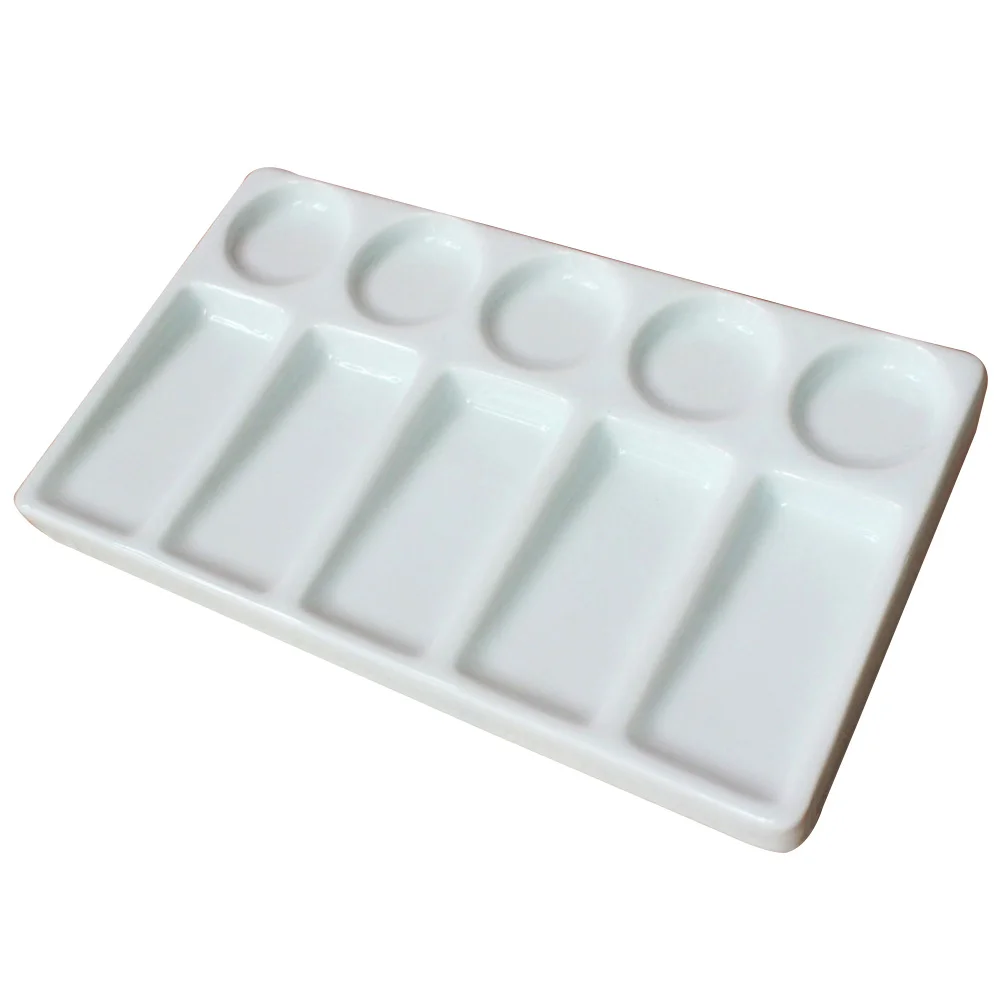 

Ceramic 10 Wells Color Blend Tray Oil Watercolor Board Watercolor Gouache Painting Supplies White