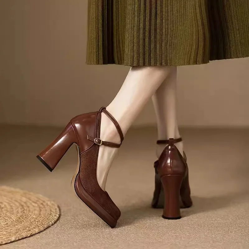 Туфли женские на блочном каблуке приталенные баскетбольная платформа Мэри Джейн