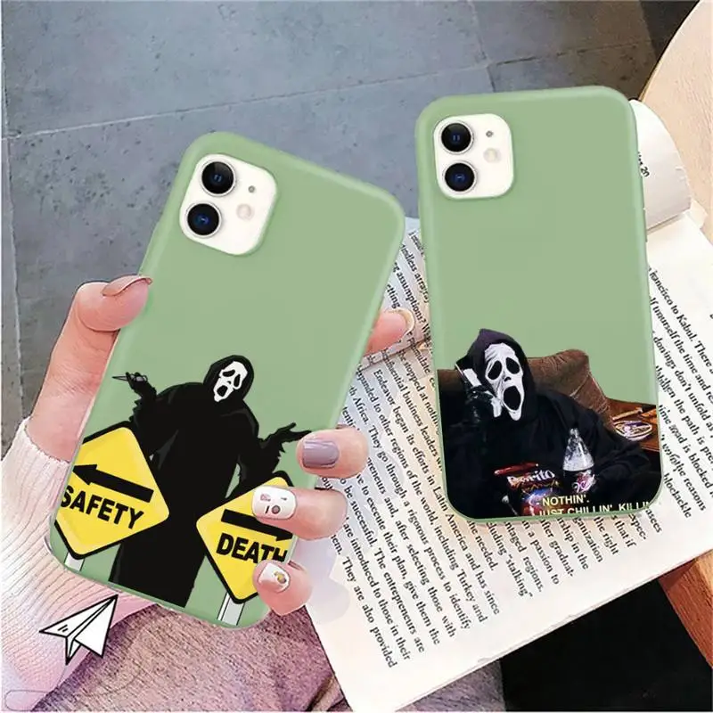 

Ghostface horror Scream art Phone Case for iPhone 11 12 13 Mini Pro Xs Max 8 7 6 6S 14 Plus X XR Solid Candy Color Case