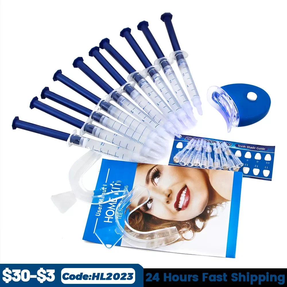 Home Use Teeth Whitening Kit with led light Care  Hygiene Tooth Whitener Bleaching White With Carbamide Peroxide