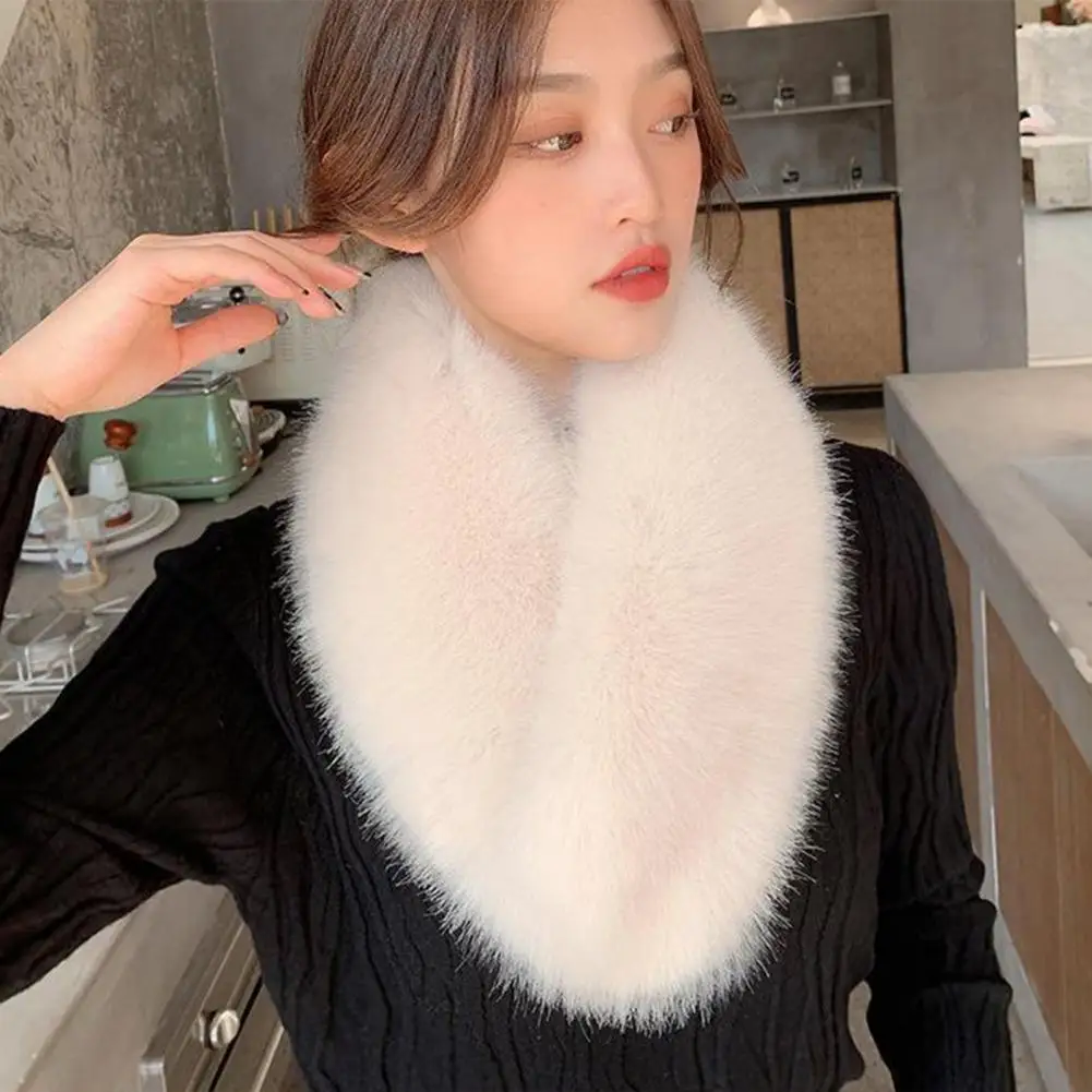 

Korean Plush Faux Rabbit Fur Thick Plush Shawl Scarf for Female Winter Oudoor Windproof Solid Neck Guard Warm Scarfs