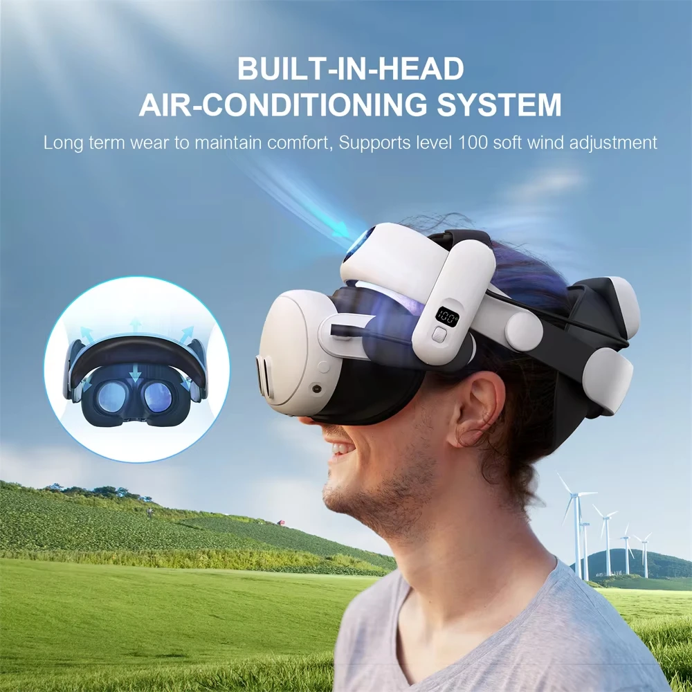 Батарея BOVR S3 Pro 10000 мАч и охлаждающий ремешок для Meta Quest 3Quest 3S с функцией кондиционирования воздуха для VR-гарнитуры: улучшенная поддержка и комфорт (art.: 3920daa5ddec3) - 3920daa5ddec3