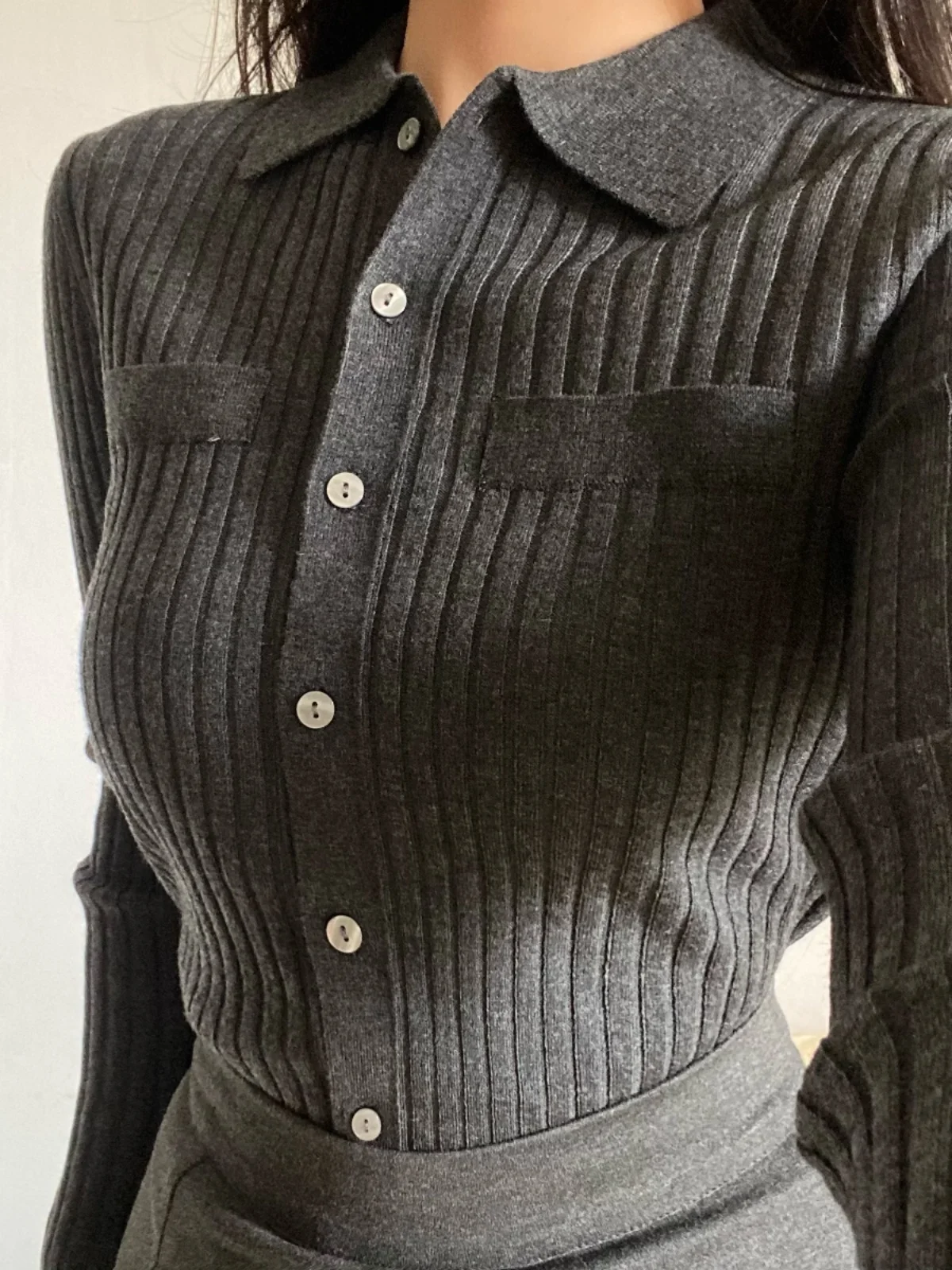 Осень-зима 2024 новая женская одежда утягивающий вязаный кардиган с длинными