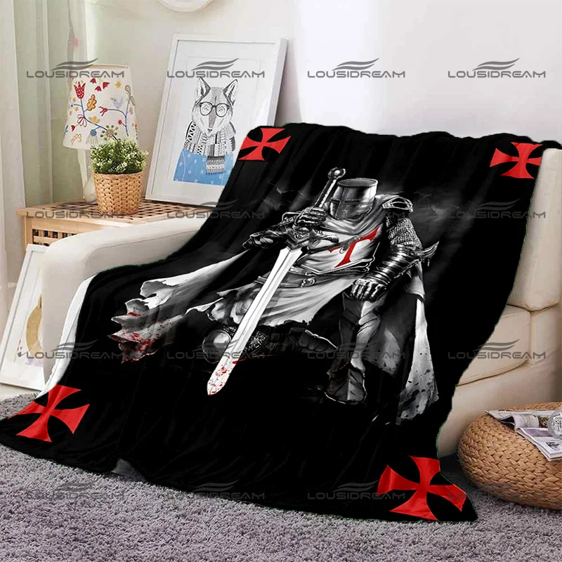 

Crusader Cross Pattern Blanket Templar Knights Warm Flannel Thin Blanket Portable Home Travel Office Lunch Break Blanket