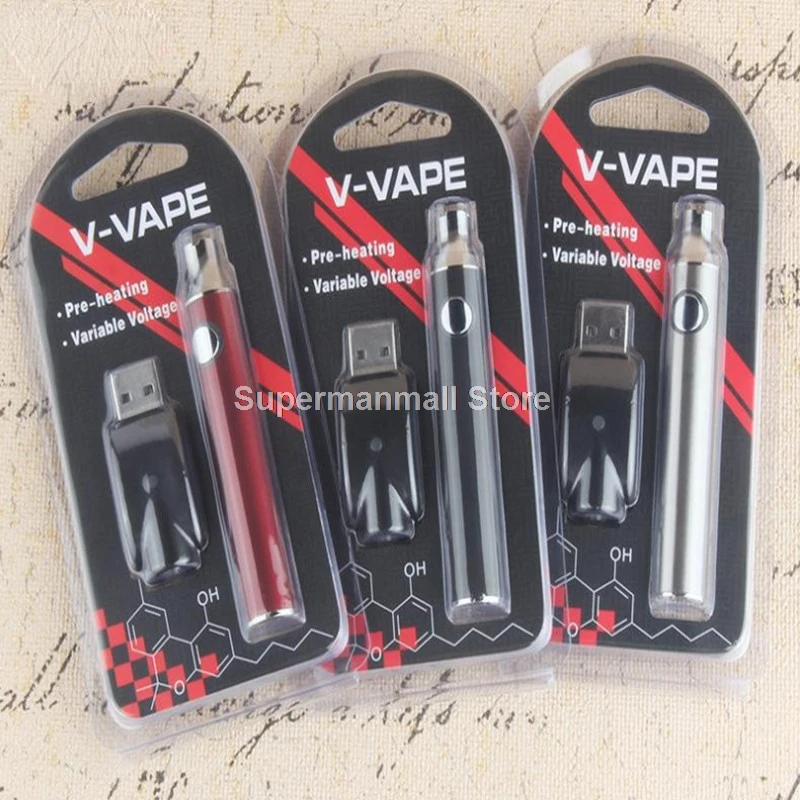 20PCS/Preheat VVape Voltage Variable Battery 650mah E Cigarettes Vape Pen Fit 510 Thread Thick Oil Cartridges Vaporizer CBD Tank