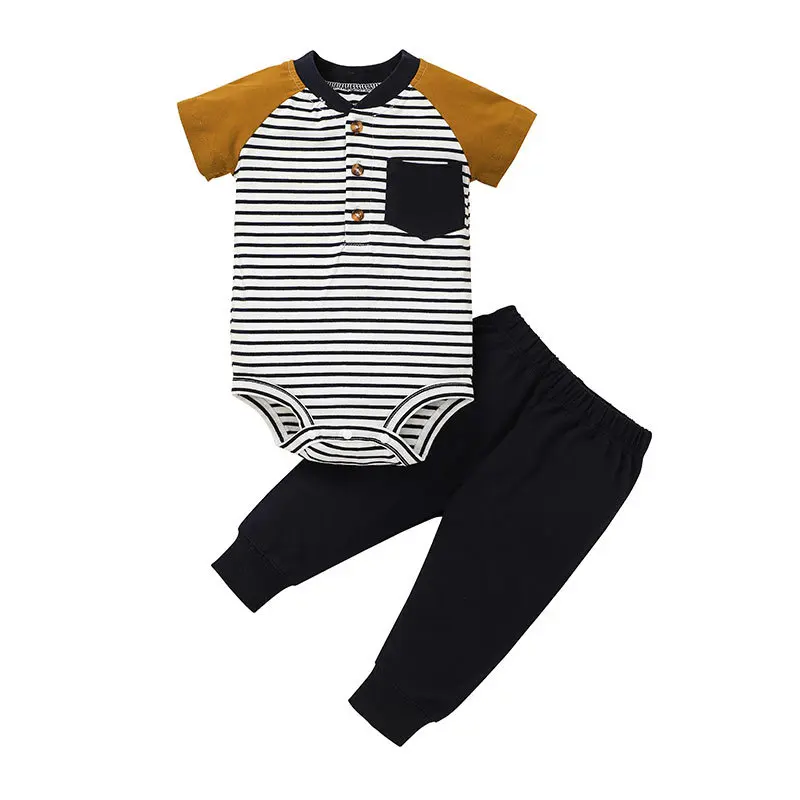 

Комбинезон для новорожденных, комплект одежды для маленьких девочек, футболка, боди + эластичные брюки, костюм с надписью, Мультяшные полоса...