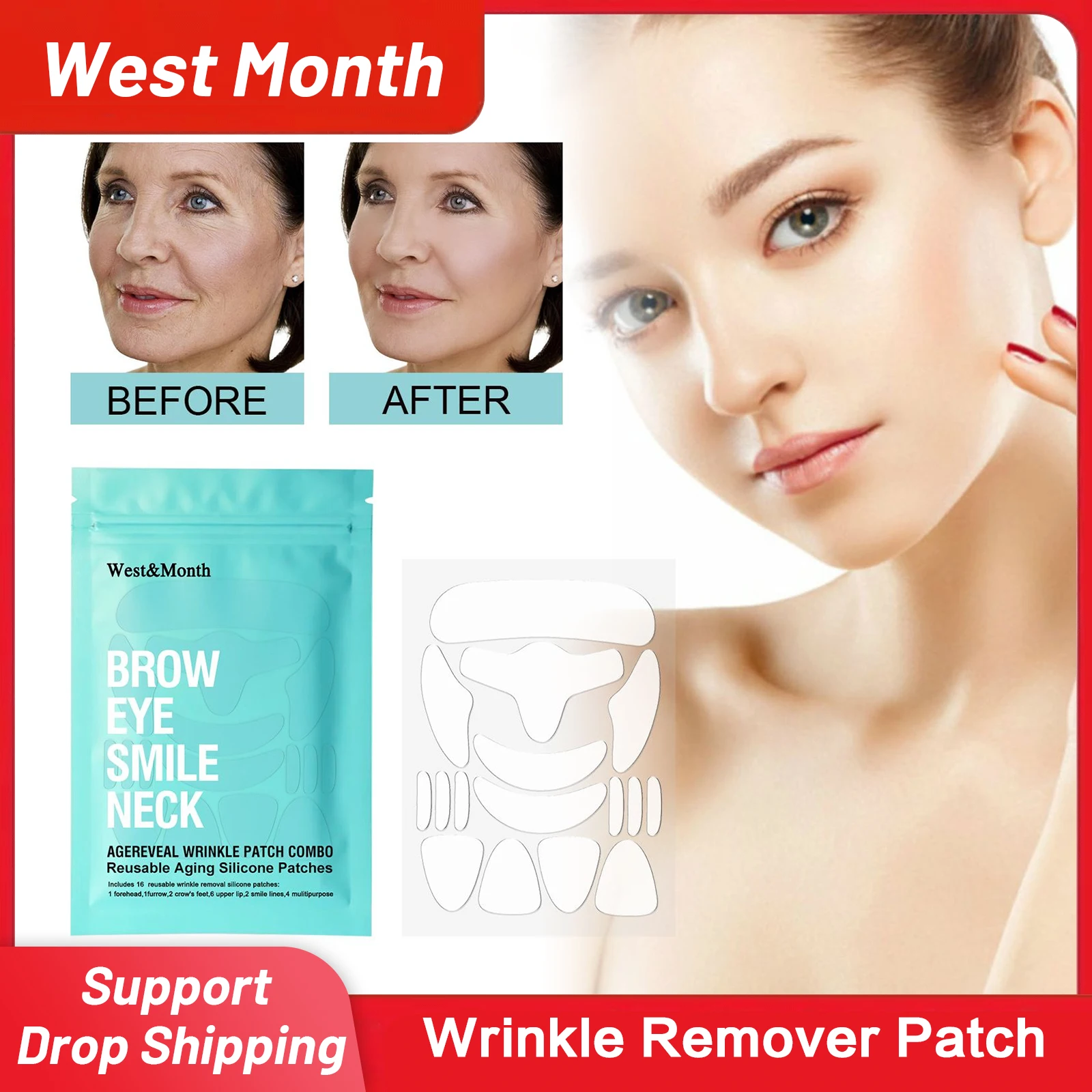 

Wrinkle Remover Patch Smoothing Frown Lines Anti Nasolabial Folds Fade Forehead Lines Anti Aging Face Skin Lifting Mask Sticker