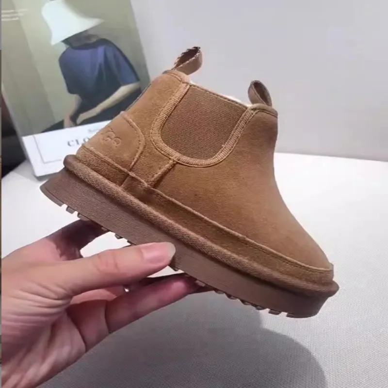 2024 Winter New Children's Snow Boots Baby Cotton Shoes Boys' Short Girls' Thick Velvet Warmth Size 26-37