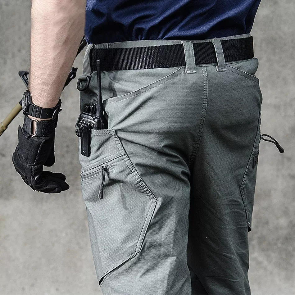 Multi Pockets Unique Casual Pants Ripstop Fabric Pants Men's Urban Tactical Clothing Combat Trousers