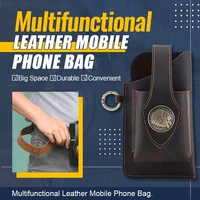 multifunctional leather mobile phone bag phone case cover belt waist bag belt clip travel genuine leather purse