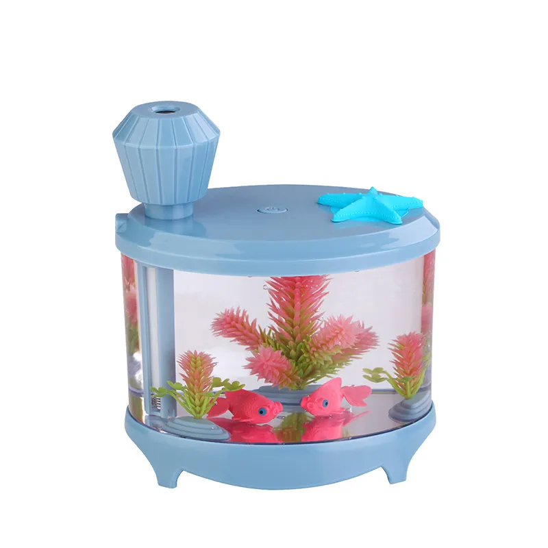 

Creative Fish Tank Air Humidifier Diffuser Colorful Night Light DC5V USB Mini Mist Maker 460ML Water Diffuser Mute Sprayer