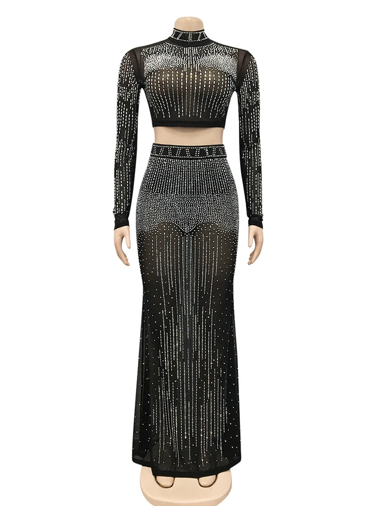 Сексуальный комплект из двух предметов iDress с кристаллами вечерняя Клубная