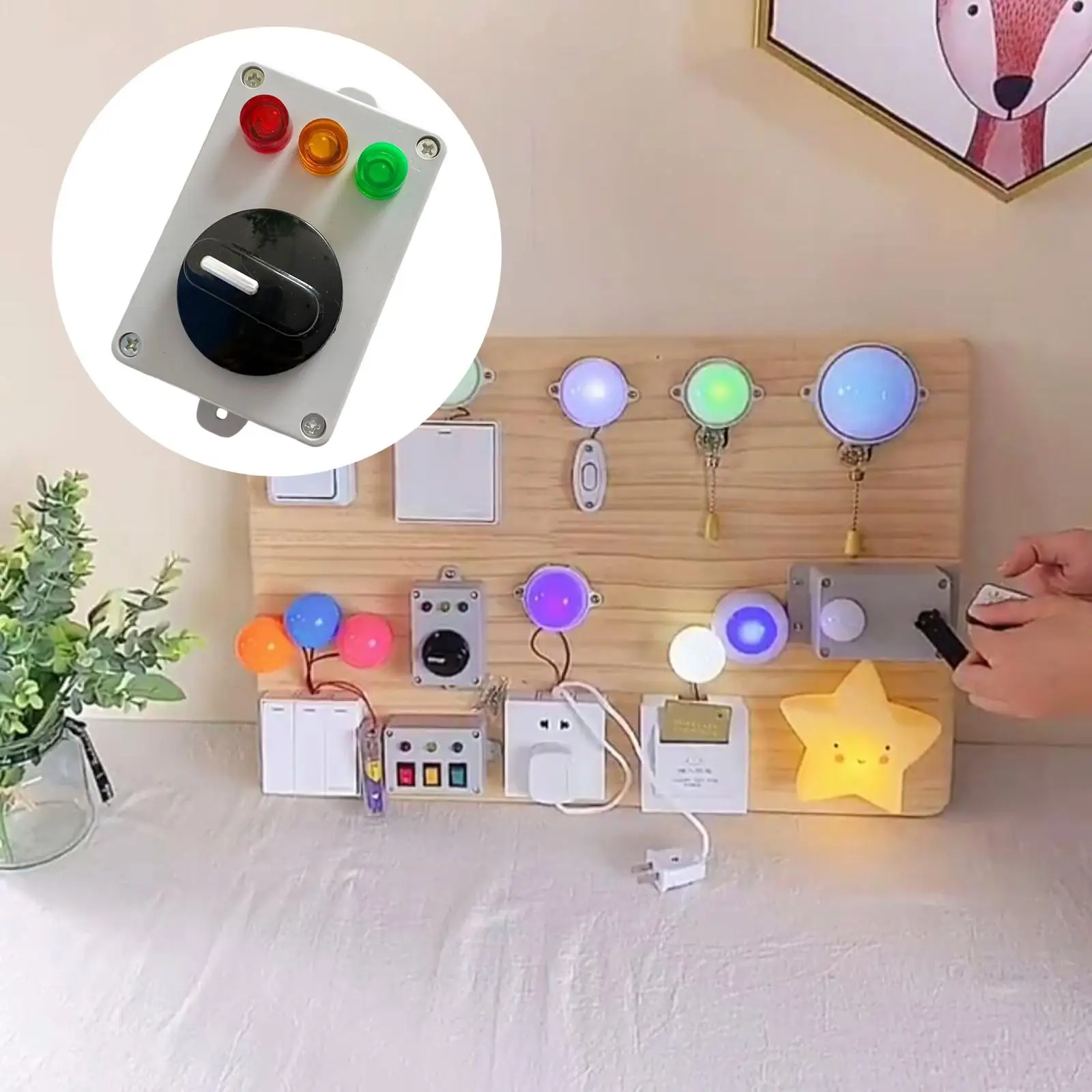 

Rotary Switch Lights Busy Board for Preschool Plane Travel Toys