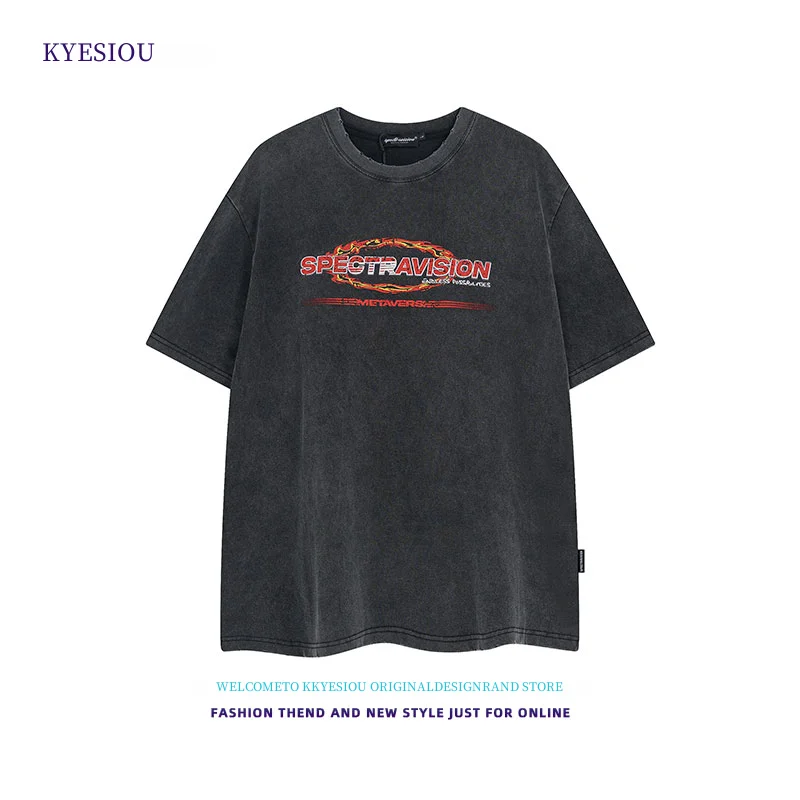 Модная брендовая дизайнерская американская Винтажная Футболка Kkyesiou с коротким
