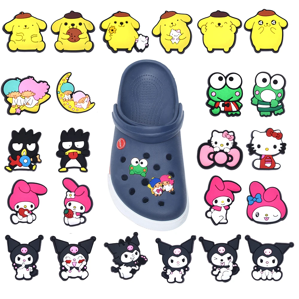 

Single sale Sanrio 1pcs HelloKitty Mymelody Kuromi Shoe Charms PVC Accessories DIY Shoe Decoration For Croc JIBZ Kids X-mas Gift