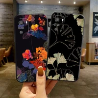flowers and leaves phone case for redmi note 8 note 9 pro max 9t 8 8t 10t 5g 10 7 9s 10s 2021 4l46 painted leather flip selena