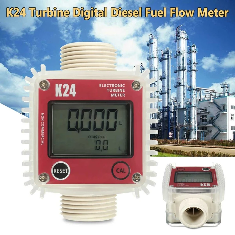

K24 Digital LCD Turbine Fuel Flow Tester Flow Meter for Chemicals Water Sea Liquid Flow Meter Measuring Tools