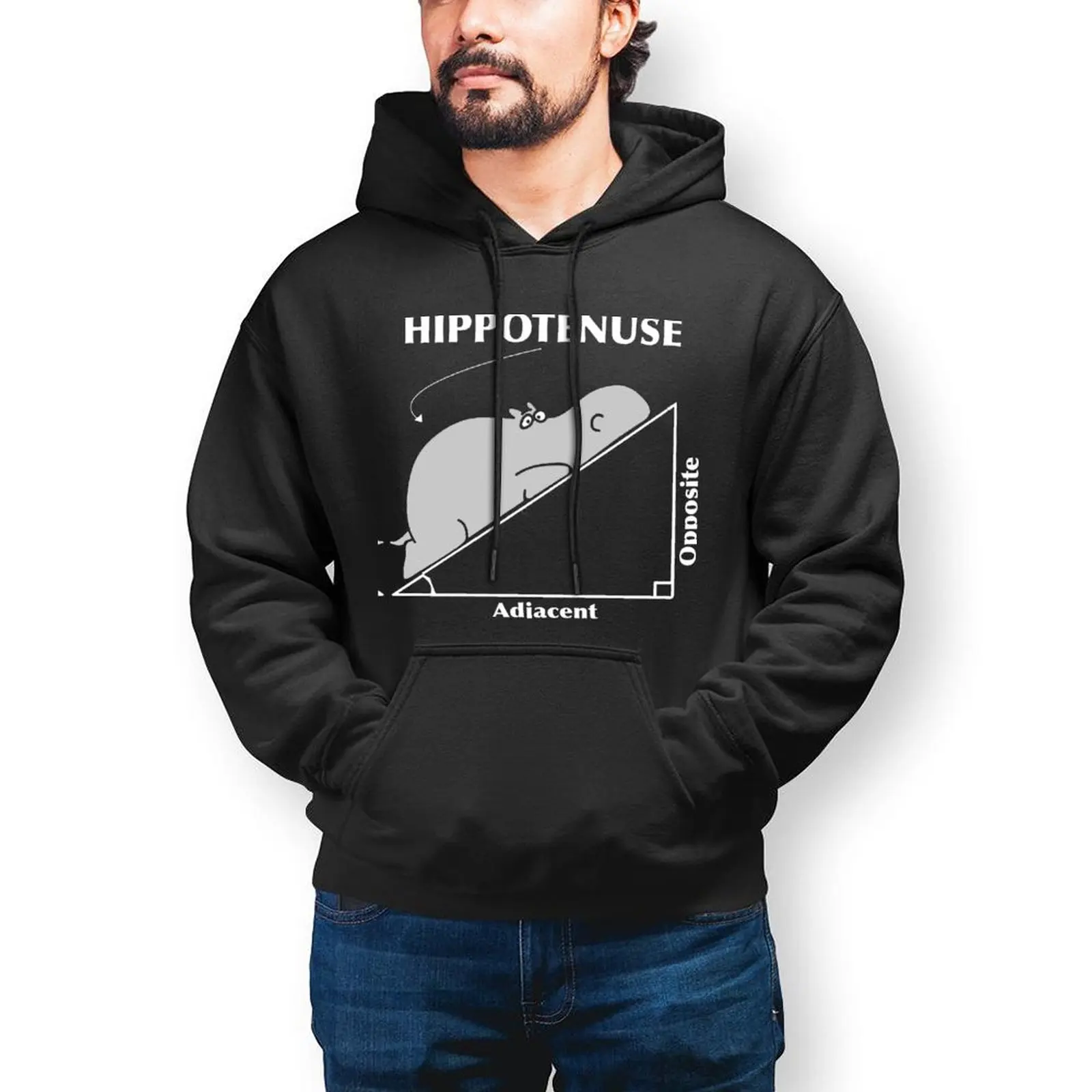 

Hippotenuse Opposite Adjacent Streetwear Hoodies Spring Hippo Animal Art Pullover Hoodie Men Oversize Casual Hooded Sweatshirts