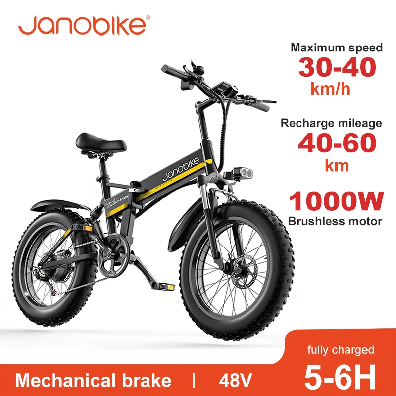 Janobike H20 bicicletta elettrica 48V 1000W motore Panasonic batteria E bici 20 pollici 4.0 Fat Tie uomo Mountain Snow City Bike