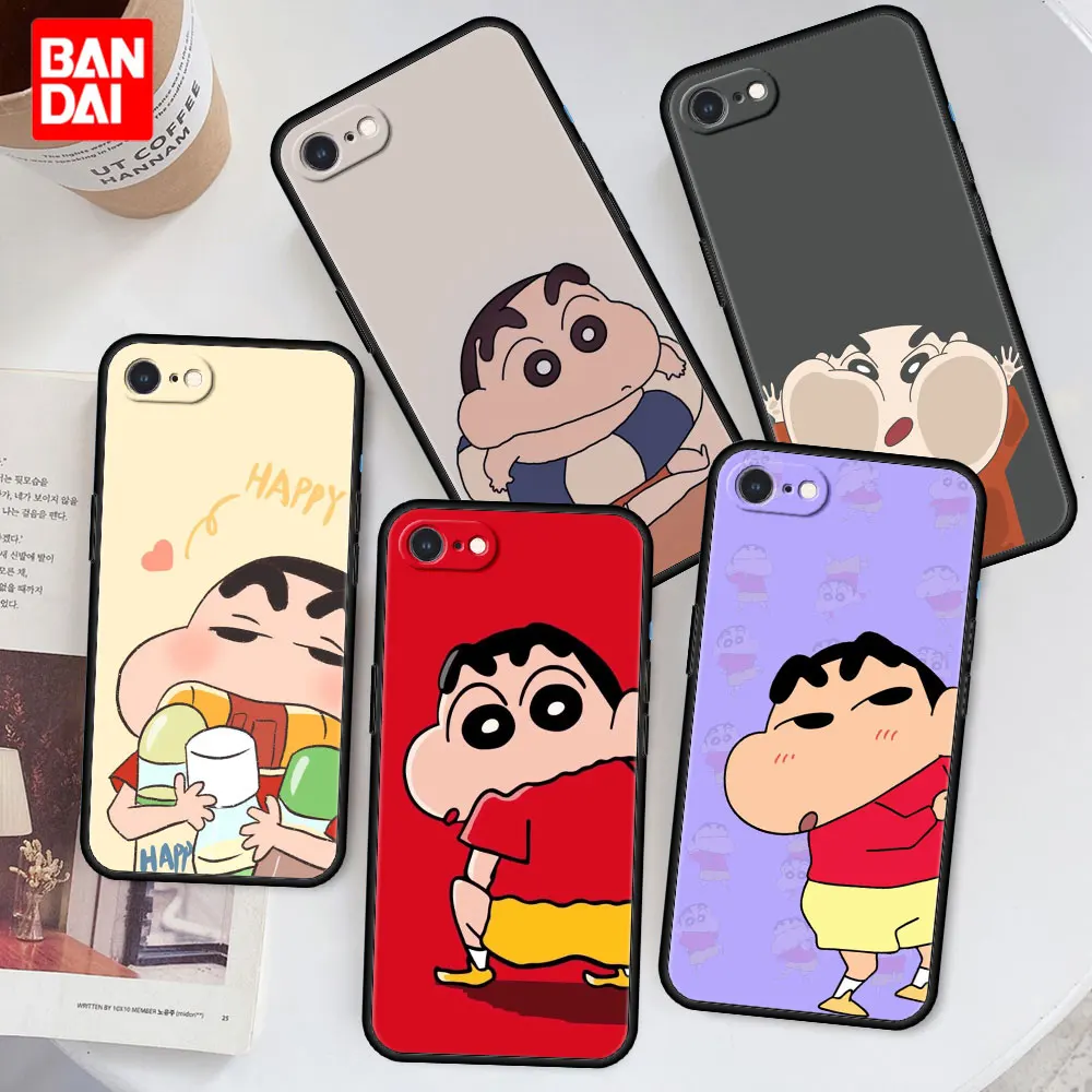 

Cartoon Crayons Shin-Chan Cute Case for iPhone 6 6s 7 8 X XR XS Max SE 2020 Plus 6plus 7plus 8plus Silicone Cover Casing Black