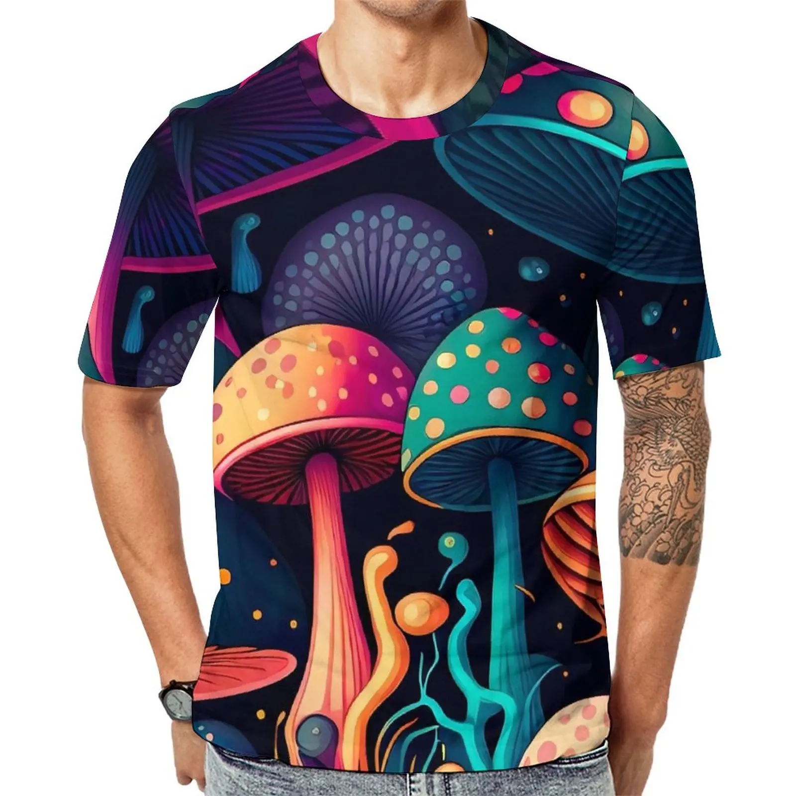 

Magic Mushroom T Shirt Cartoon Mushrooms Novelty T-Shirts Man Funny Tshirt Premium Short-Sleeved Print Clothing Big Size 5XL 6XL