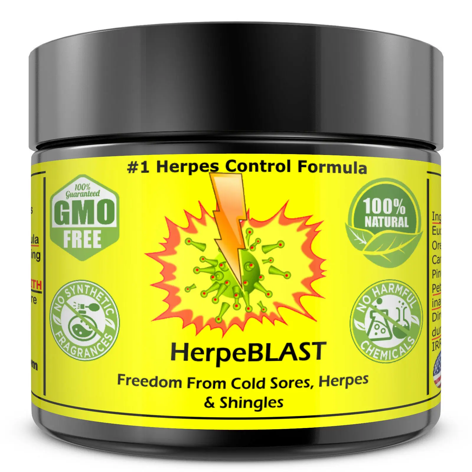 

Herpeblast Herpes Control Formula Cleanse Herpes treatment cream Lips Genitals Sores Shingles 2oz/57ml