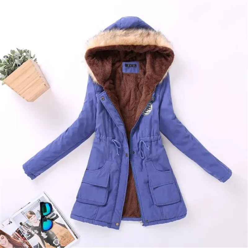 16 Colors Women Parka Fashion Autumn Winter Warm Jackets Women Fur Collar Coats Long Parkas Hoodies Office Lady Cotton 2022 New