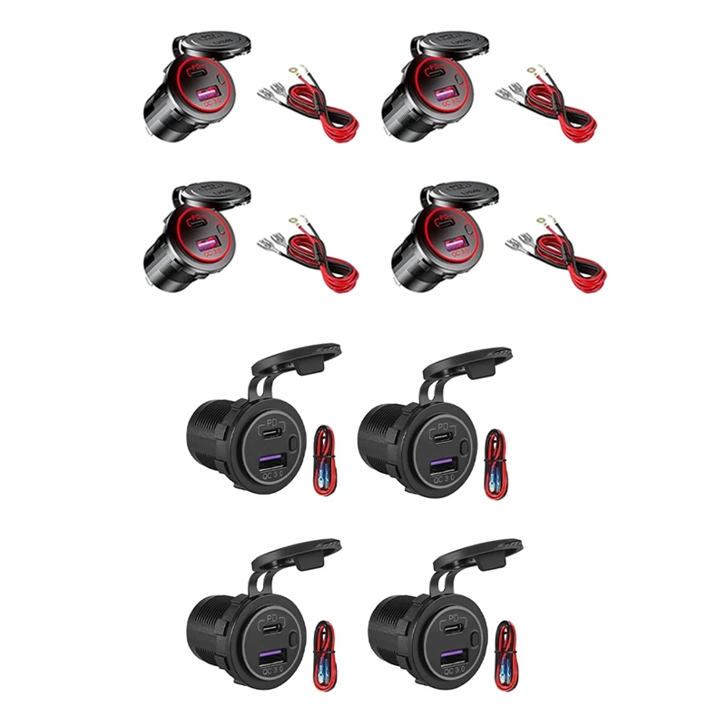4 комплекта автомобильного зарядного устройства PD Type C USB и быстрое зарядное