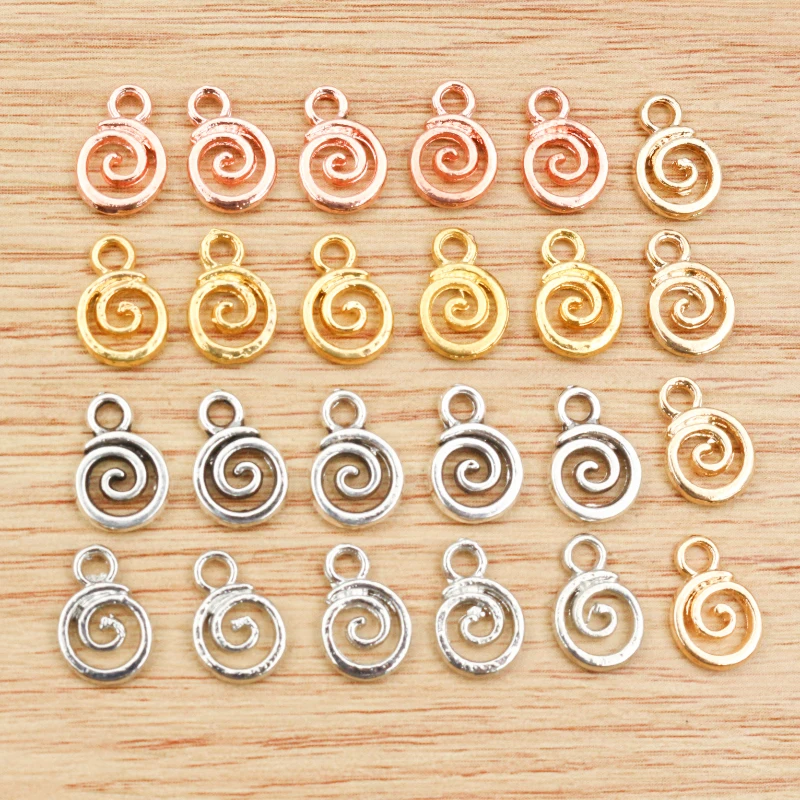 

30pcs 11x8mm Antique Silver Plated KC Gold Colors Rhodium Swirl Handmade Charms Pendant:DIY for bracelet necklace