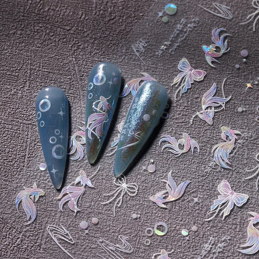 Китайские блестящие фиолетовые пузырьки воды кои бант галстук звезды клейкие