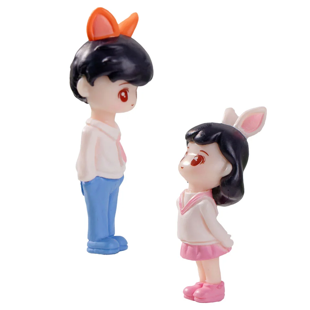 

1 Pair of Miniature Couple Figurines Micro Landscape Cute Mini Couple Ornaments