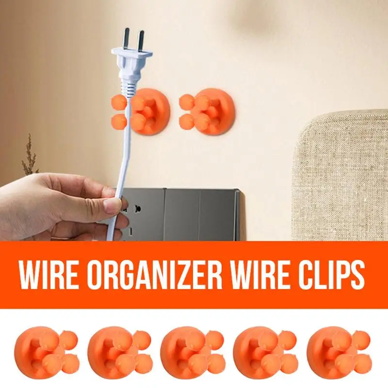 

Wire Organizer Clips Smart Cable Holder Silicone Flexible Cable Winder Self-Adhesive Wire Organizer For USB Network Cable