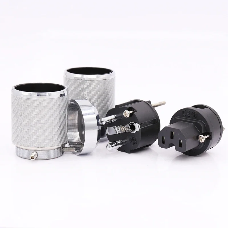 Сетевая вилка питания европейского стандарта из углеродного волокна IEC родиевый