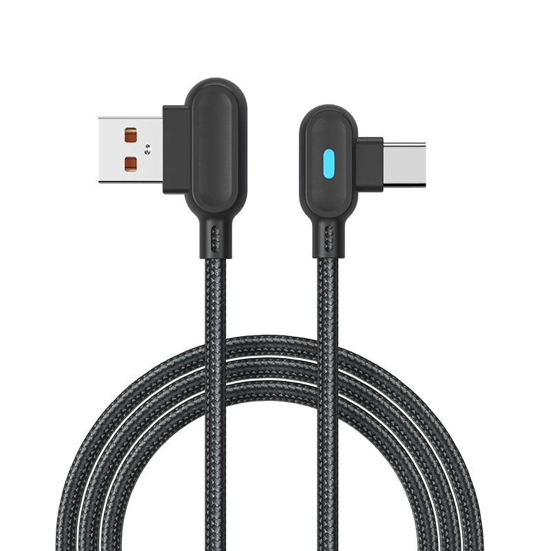 

For IPad Samsung Xiaomi Huawei Smartphone 90 Degree Elbow Game Cable 0.25m Micro USB Type C Cable With LED Lights
