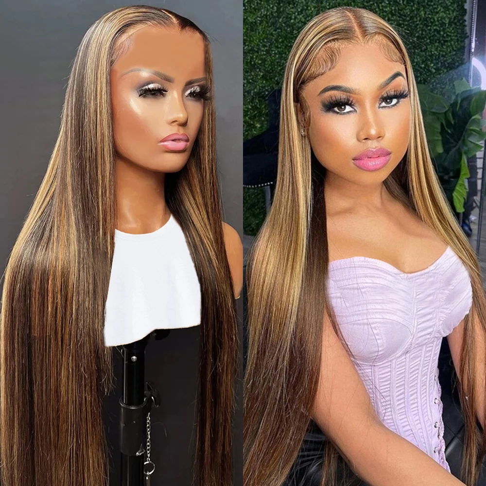 

Highlight Straight Glueless Wig Human Hair Ready To Wear 4/27 7x5 Lace Closure Pre Cut 13x4 Lace Front Wig For Women Preplcuked