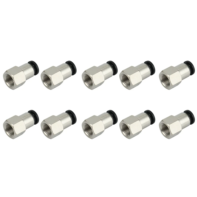 

10 Pack Pneumatic Push To Connect Air Fittings, 1/4Inch Tube OD X 1/8Inch NPT Female, Push In Connectors