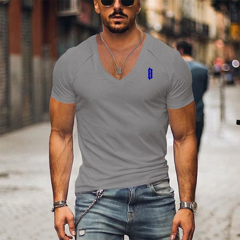 

Футболка мужская летняя с V-образным вырезом и коротким рукавом