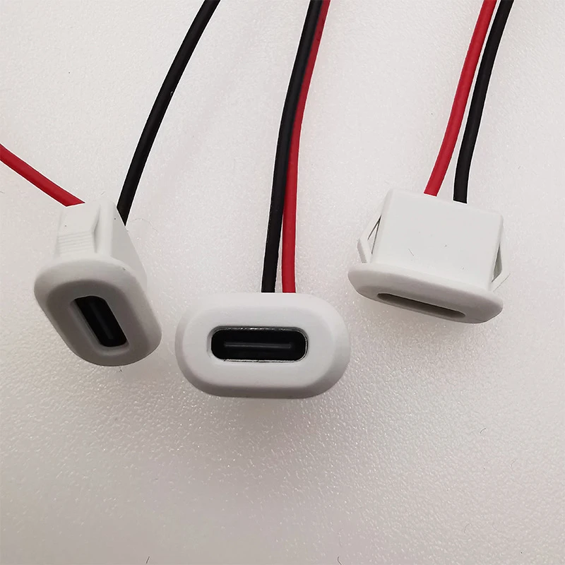 

2 Pin USB-C Type Waterproof USB Connector Direct compression female base Female Socket Charging Interface With Welding Wire