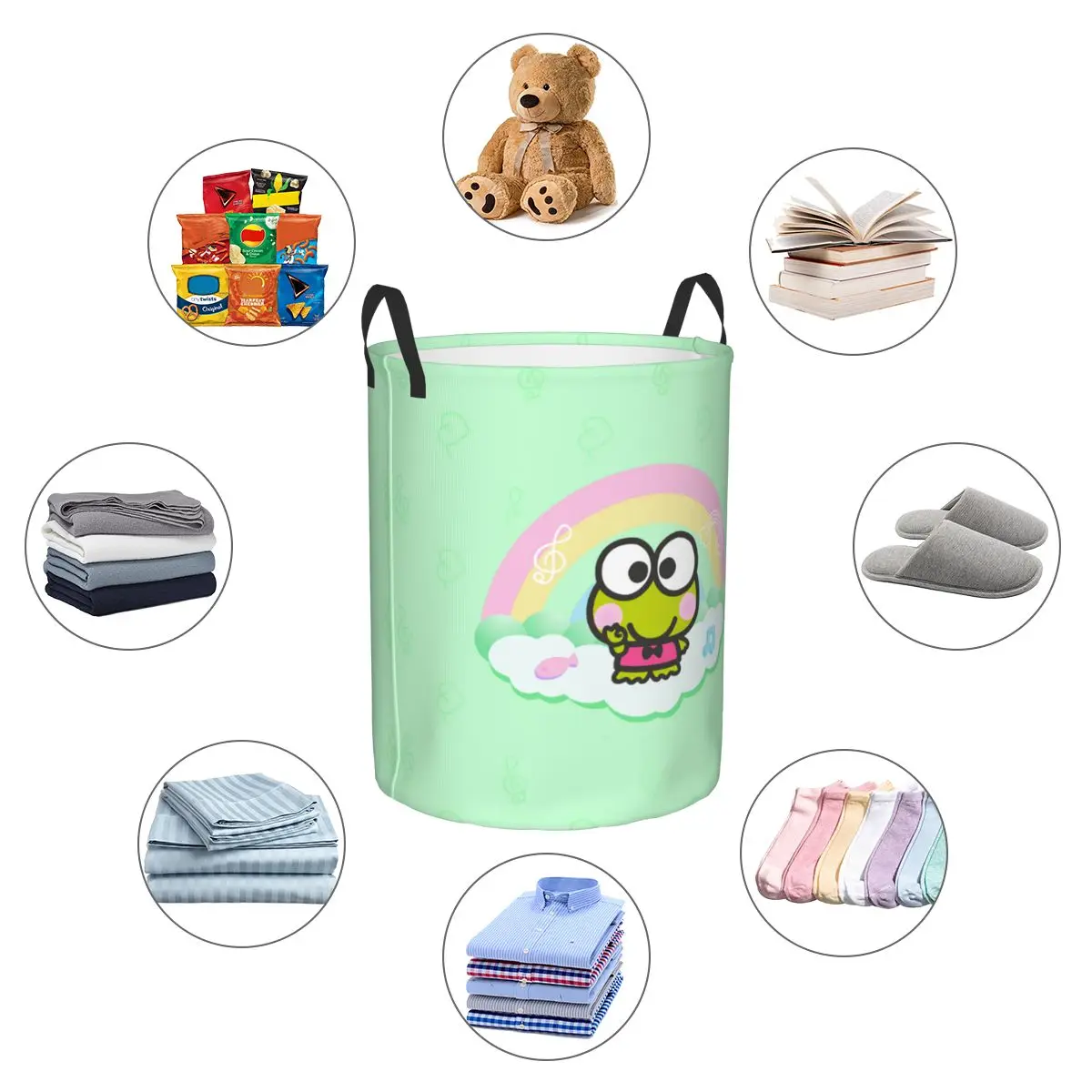 Пользовательская симпатичная мультяшная корзина для белья Keroppi большая хранения